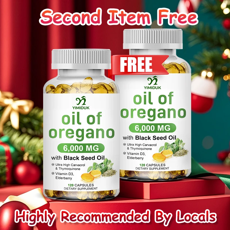 

Oil of Oregano Capsules, with Black Seed Oil, Vitamin D3, Supprort Cleanse & Detox, Digestive Gut Health, Antioxidant