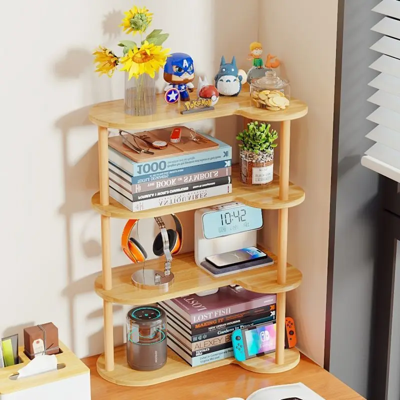 AOLIVIYA Corner Desk Bookshelf Cabinet Library Shelves Bookcase Storage Rack Vertical Display Organizer Layered Stand