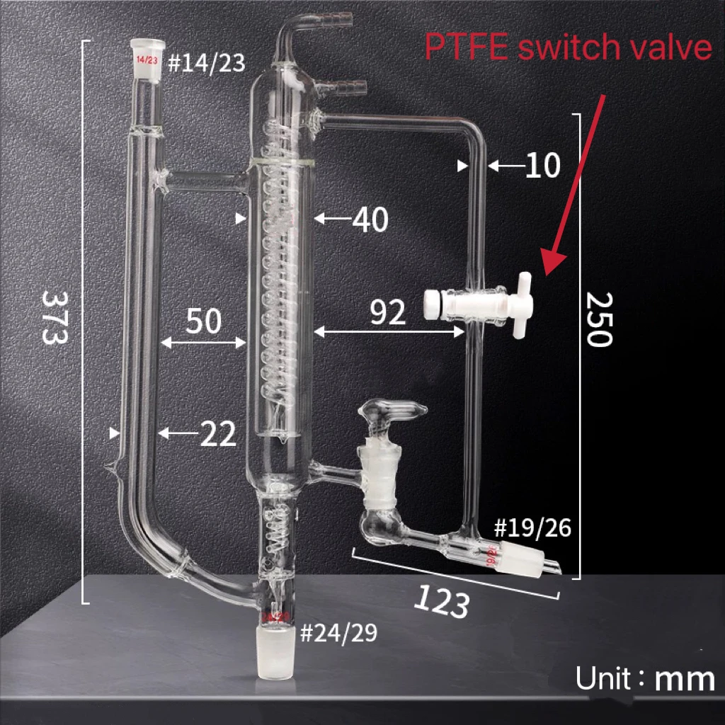 

5223 Glass/PTFE Switching Valve, Closed Serpentine Distillation Head, Laboratory Distillation Head Tower Device