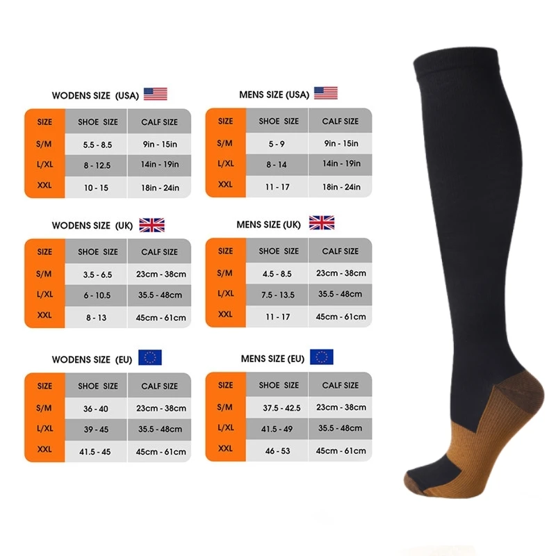 Compression Stockings Fit For Football Running Sports Socks Nurses Varicose Veins Edema Blood Circulation 20-30mmgh  Men Women