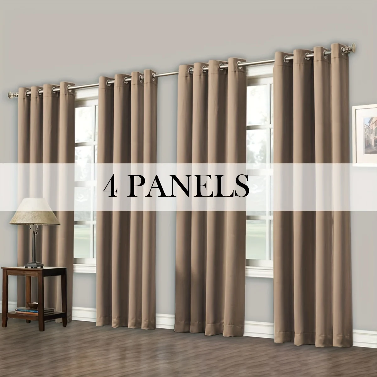 

4 Panels Blackout Curtains Grommet Room Darkening Sun Blocked Curtains for Living Room, Bedroom, Set of 4 Panels