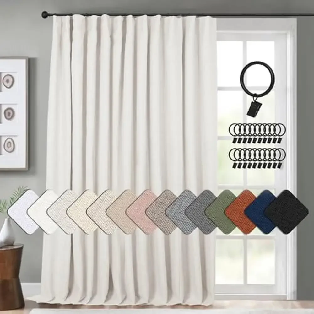 

Blackout Patio Door Curtain 100x108 Linen Textured Thermal Insulated Sliding Glass Door Drapes Dark Environment Sleep Machine