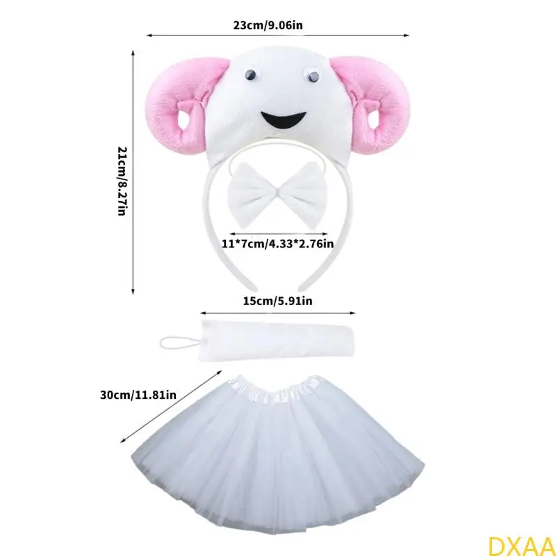 DXAA Sheep Costume Set Sheep Ears Tail Bows Tutu Skirt Animal Fancy Costume Accessories Kids Halloween Cosplay Props