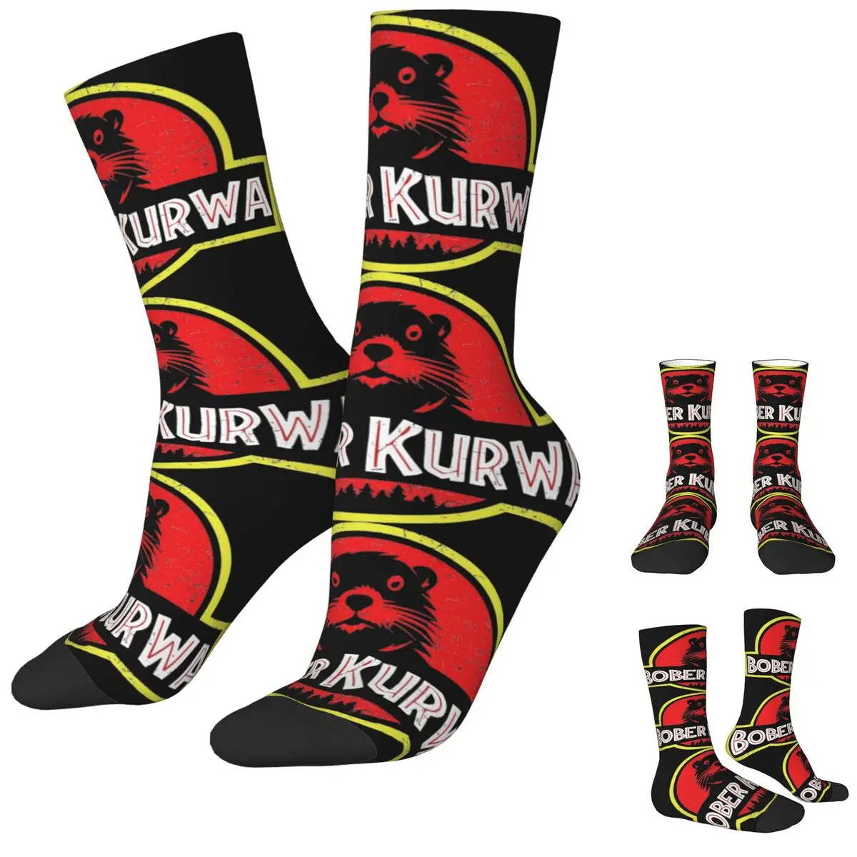 Bober Kurwa Print Stockings Custom Gothic Socks Autumn Non Slip Socks Men Running Sports Quality Socks