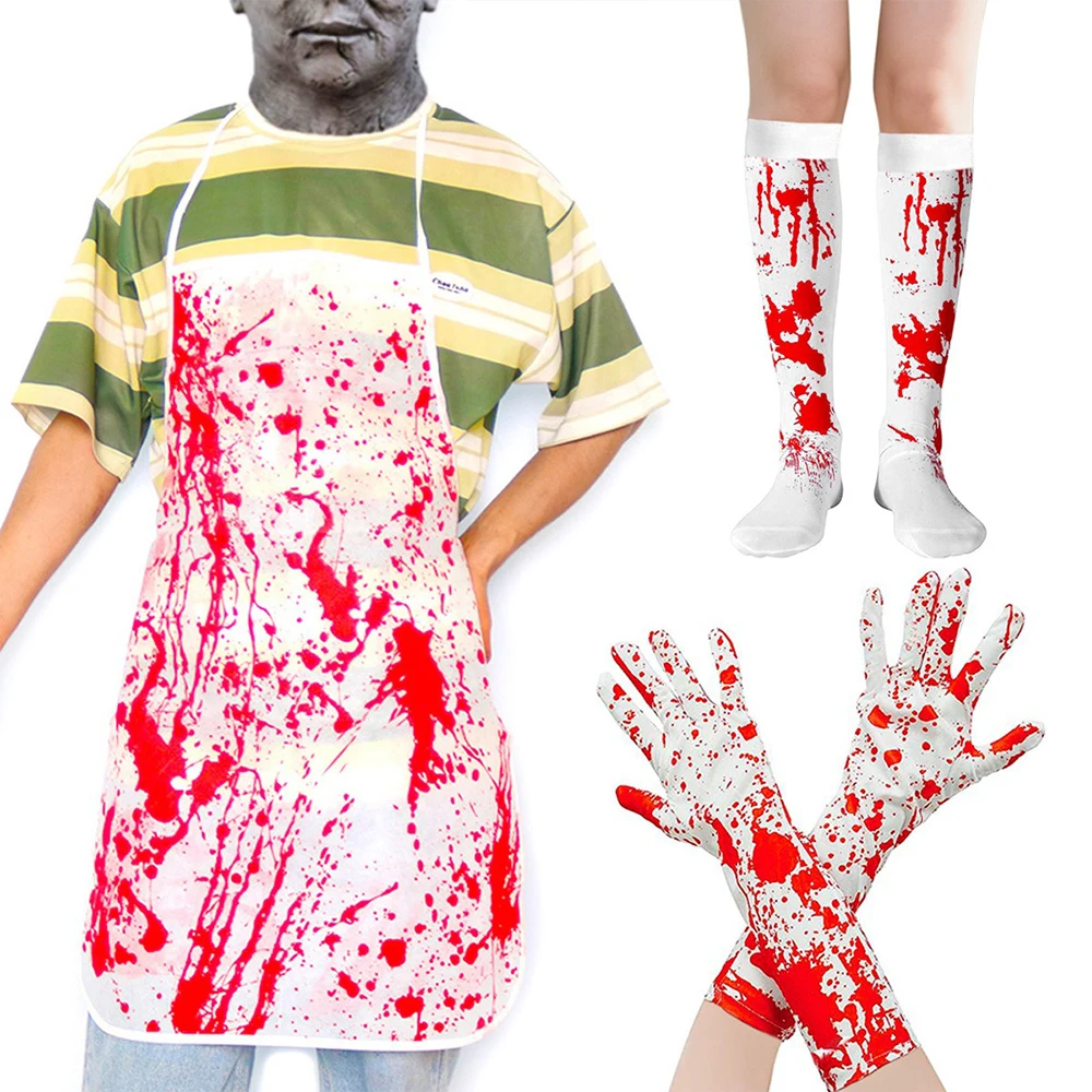 Halloween Cosplay Krankenschwester Kostüm Socken Blutige hohe Strümpfe Frauen Strümpfe Blutbefleckte hohe Socken Halloween Overknee-Socken