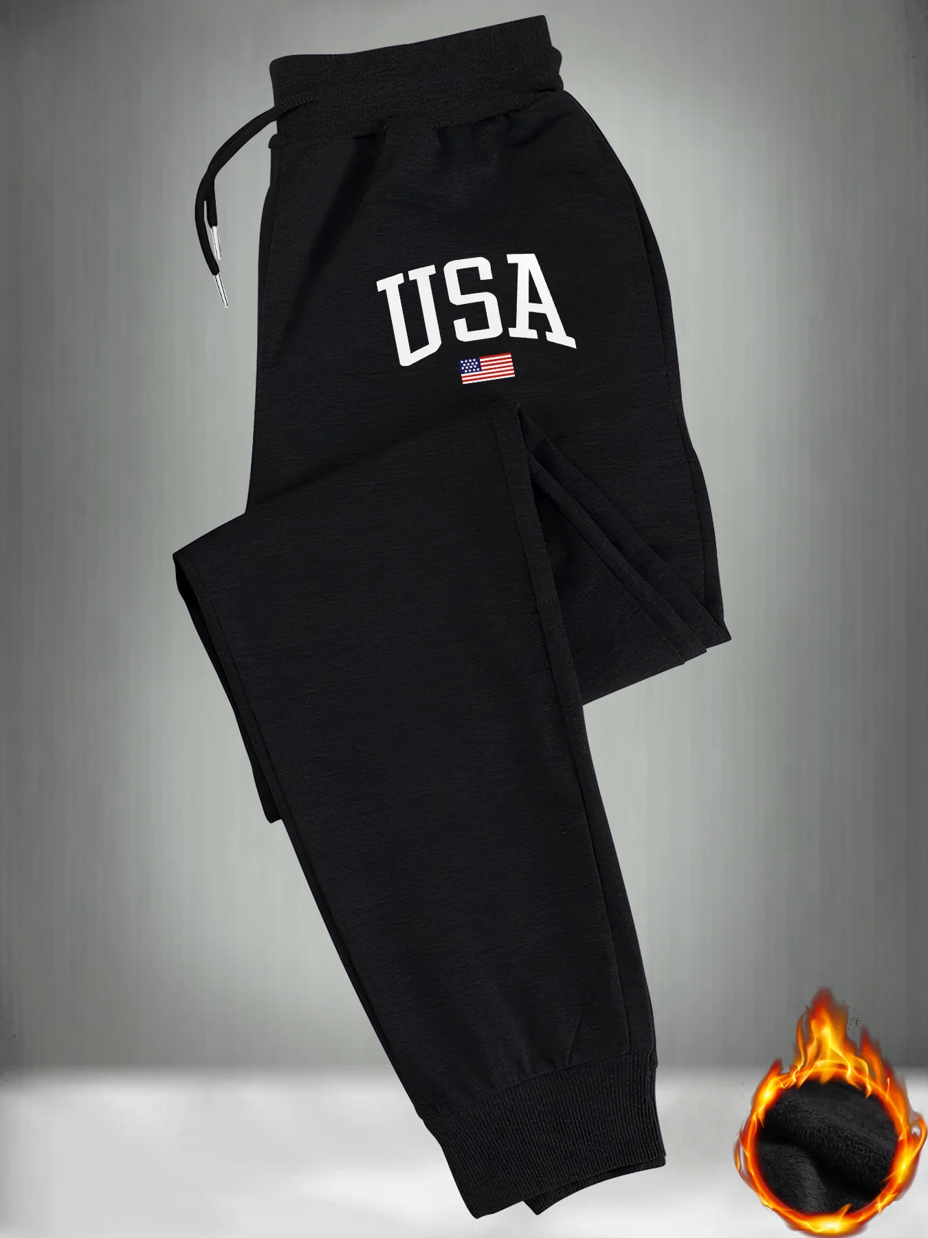

Мужские повседневные спортивные брюки с принтом США, эластичным поясом на шнурке, удобные длинные брюки-джоггеры для мужчин