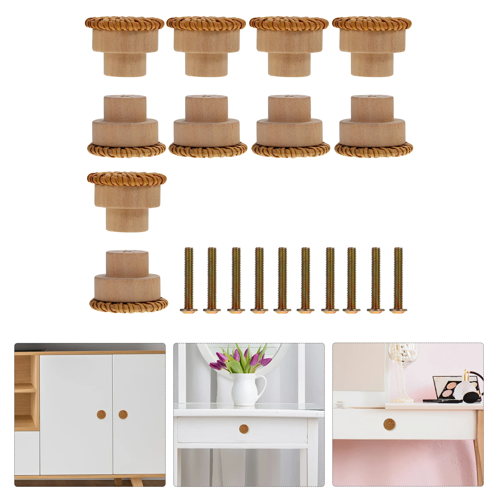 

10 шт. деревянные грибовидные ручки из ротанга H les для мебельных шкафов, ящиков, комода, раздвижных дверей, шкафа, детской многоцелевой