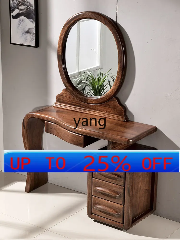 

lmm black walnut dresser storage cabinet integrated solid wood bedroom makeup table large mirror