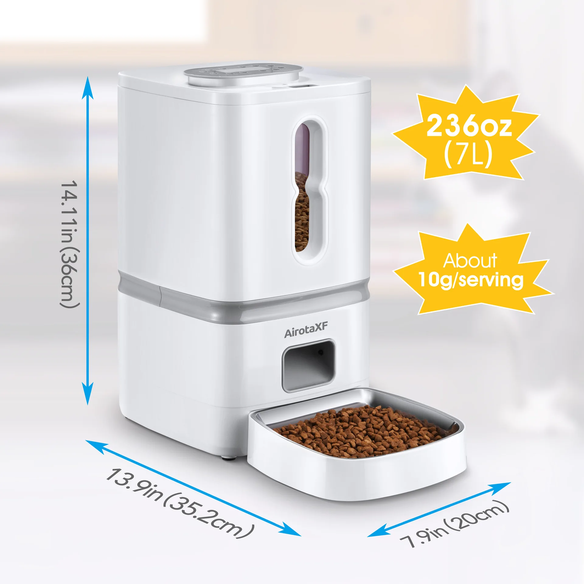 7L Automatic Cat Dog Feeder 1-4 Meal Portion Automated Food Dispenser Timed Cat Feeders