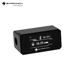 BARROWCH Water Cooling System OLED Digital Display Flow Temperature Meter Real-Time Flow Temperature Monitoring,FBFT07
