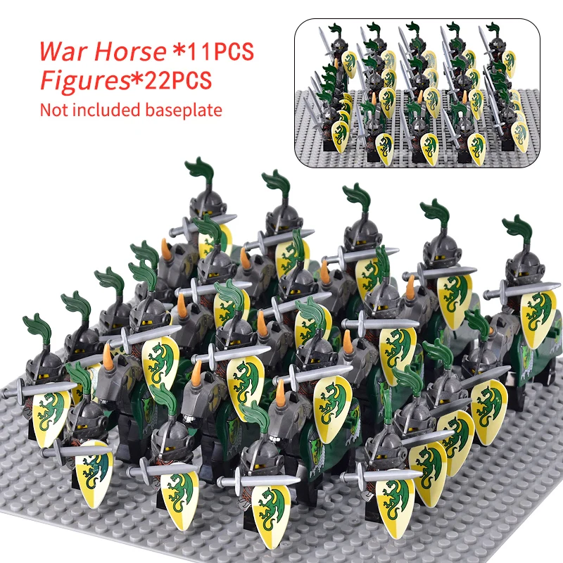 Medieval Figures Middle Ages Rome Infantry Cavalry Soldiers Horse Castle King Dragon Knights Building Blocks Bricks Toys gifts