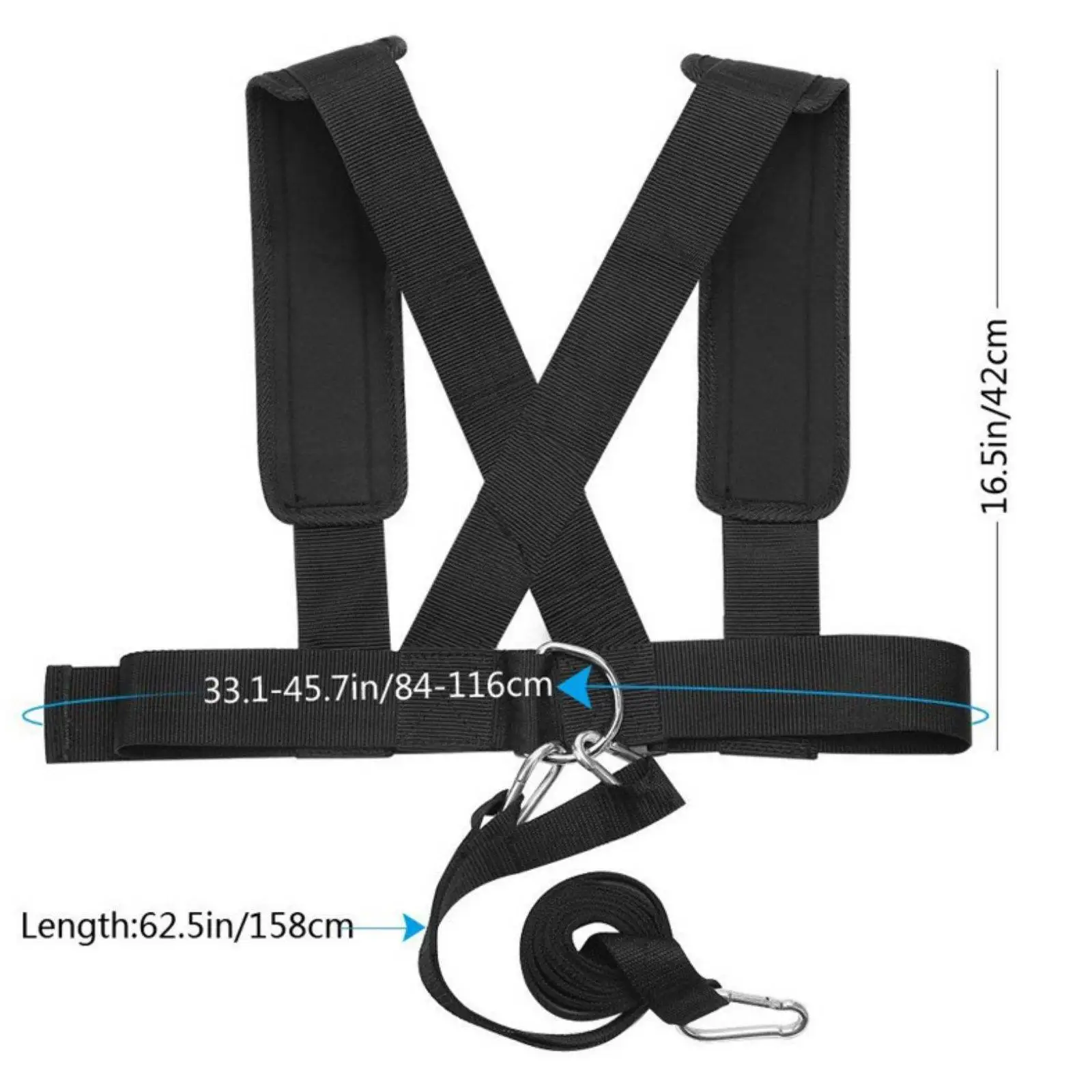 Padded Training Belt Adjustable Resistance Harness Nylon Sports Gear for Sled Pulling and Muscle Building