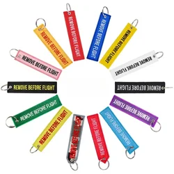 REMOVE BEFORE FLIGHT Motorcycle Keychain For Men And Women Multicolor Embroidered Keyring Car Bag Key Jet Tag Chains