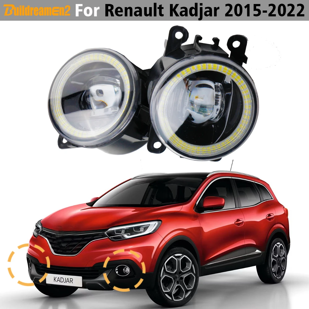 30W H11 Car Right + Left LED Lens Fog Light Daytime Running Lamp Angel Eye DRL 2 Pieces For Renault Kadjar 2015-2022