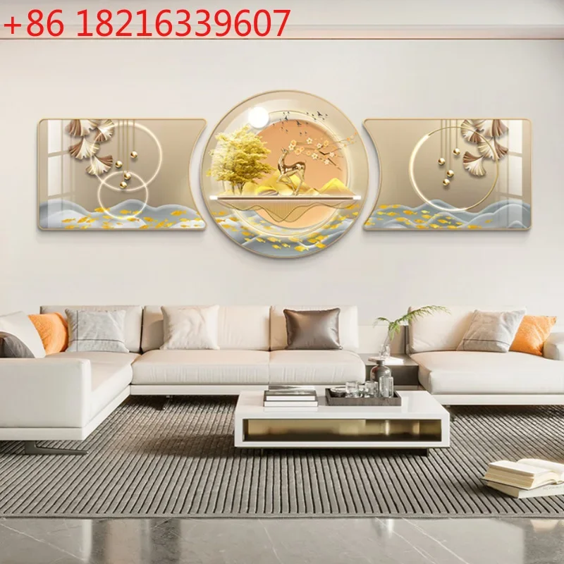 Living room decorative painting modern atmosphere sofa background wall hanging painting new triptych has good meaning