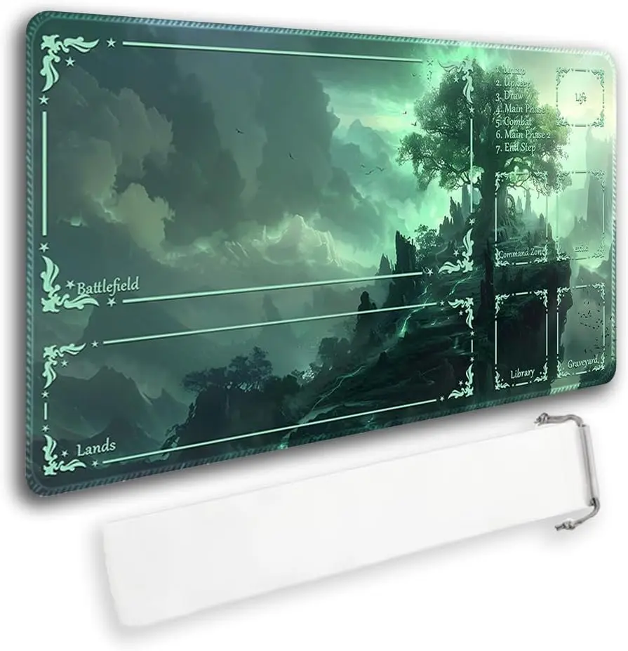 

Прочный игровой коврик MTG TCG Playmat со зонами и запирающимися краями для игр MTG — в комплект входит водонепроницаемая сумка для хранения (игровой коврик (41), с