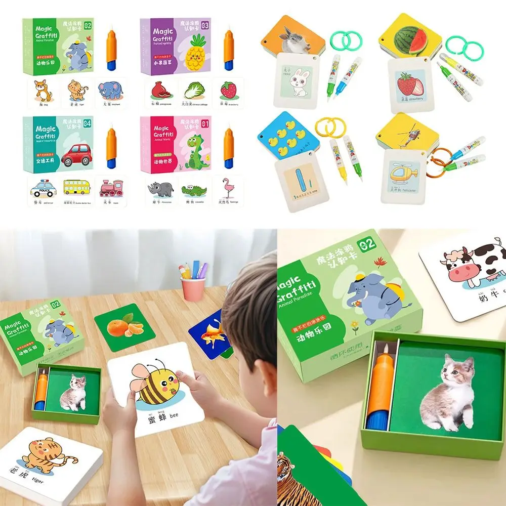 Magische Wasserzeichnungskarten mit Cartoon-Muster, kann es nicht auseinander reißen, verschiedene Themen, wiederverwendbare Malkarte, Graffiti-Aufklärung