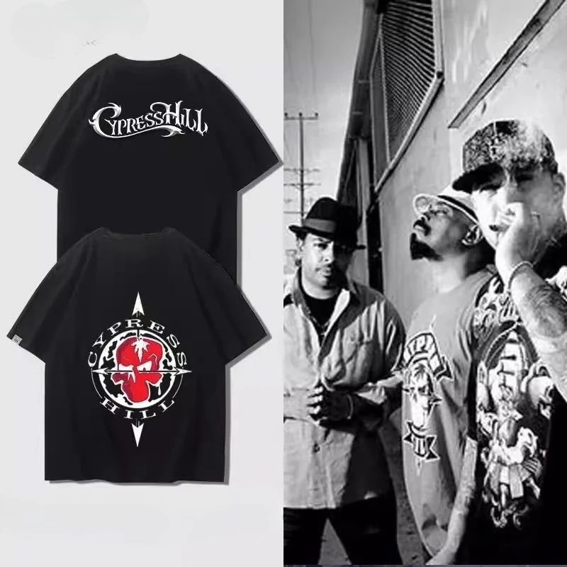 Camiseta Cypress Hill West Coast Band Camiseta masculina verão europeu vintage algodão manga curta gola redonda venda quente roupas góticas