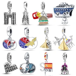 Fit Pand 3mm 925 Original Bracelet  Landmark Building Series Charm For Women Jewelry DIY Beads  New Items