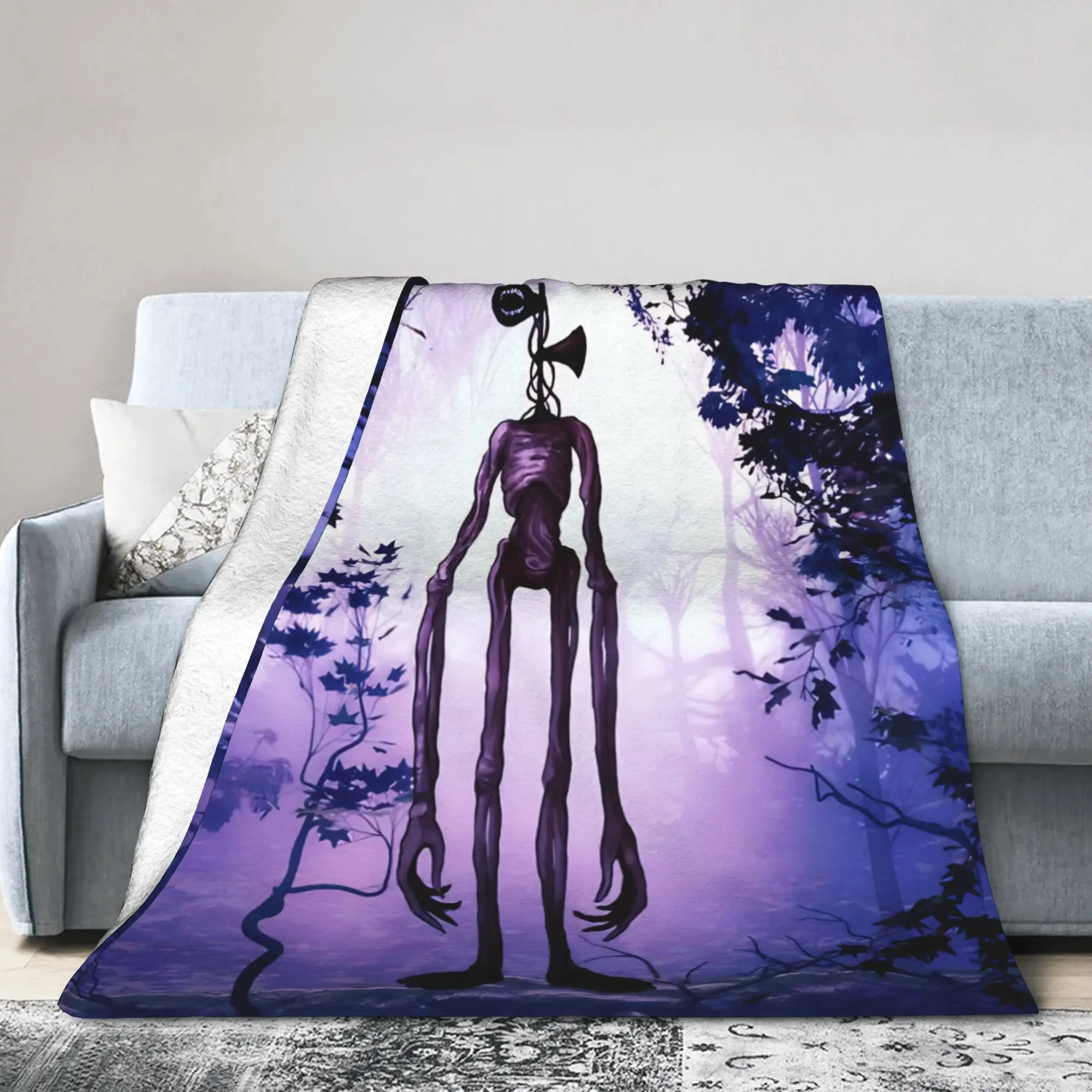 Siren Head Horror Flannel Blanket  Funny Throw Blanket for Bed Sofa Couch 200x150cm Bedspreads