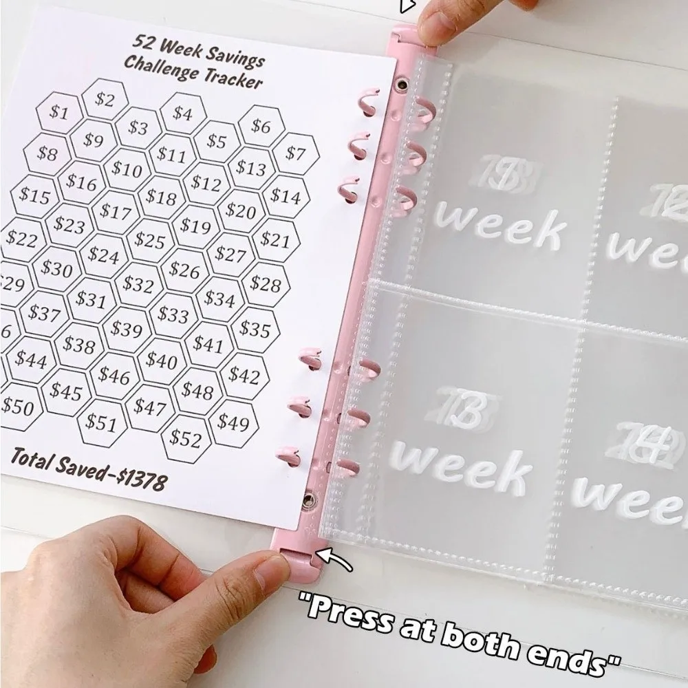 Save Money 52 Week Savings Challenge PVC Large Capacity Money Collection Book Office Stationery Portable