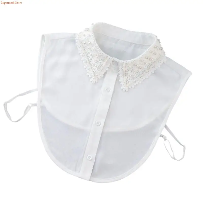 Q5WE エレガントなレースビーズの取り外し可能な首輪、服装を強化するための女性のネックアクセサリー