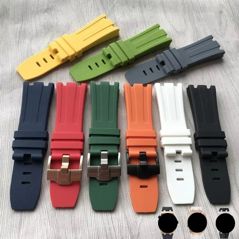 27 مللي متر 28 مللي متر 30 مللي متر حزام مطاطي ل رويال اوك أوفشور 15710 15703 26471 26474 15706 لينة حزام ساعة سيليكون ل 15500 تجديد حزام