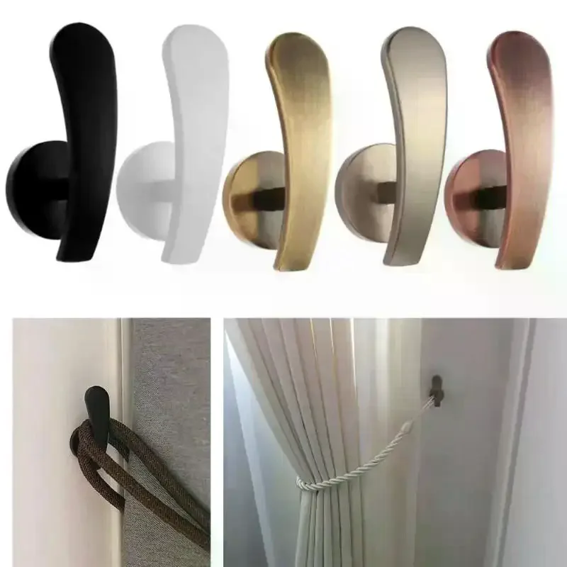 2Pcs Retro Practical Mounted Metal Hooks Curtain Tieback Curtain Hooks Wall Hanger Curtain Holder Home Decor Accessories