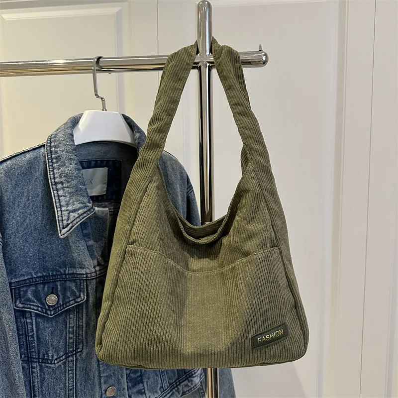 

Новая модная вельветовая сумка с ручками, женская вместительная сумка через плечо, стильная повседневная текстурированная универсальная сумка для поездок на работу