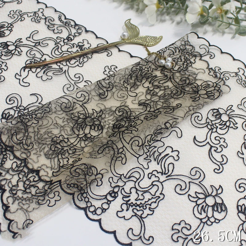 1 Yard Asymmetric embroidered lace mesh Print Elastic Knitted DIY Wedding Clothing Underwear Lace Bra Fashion Curtains Fabrics