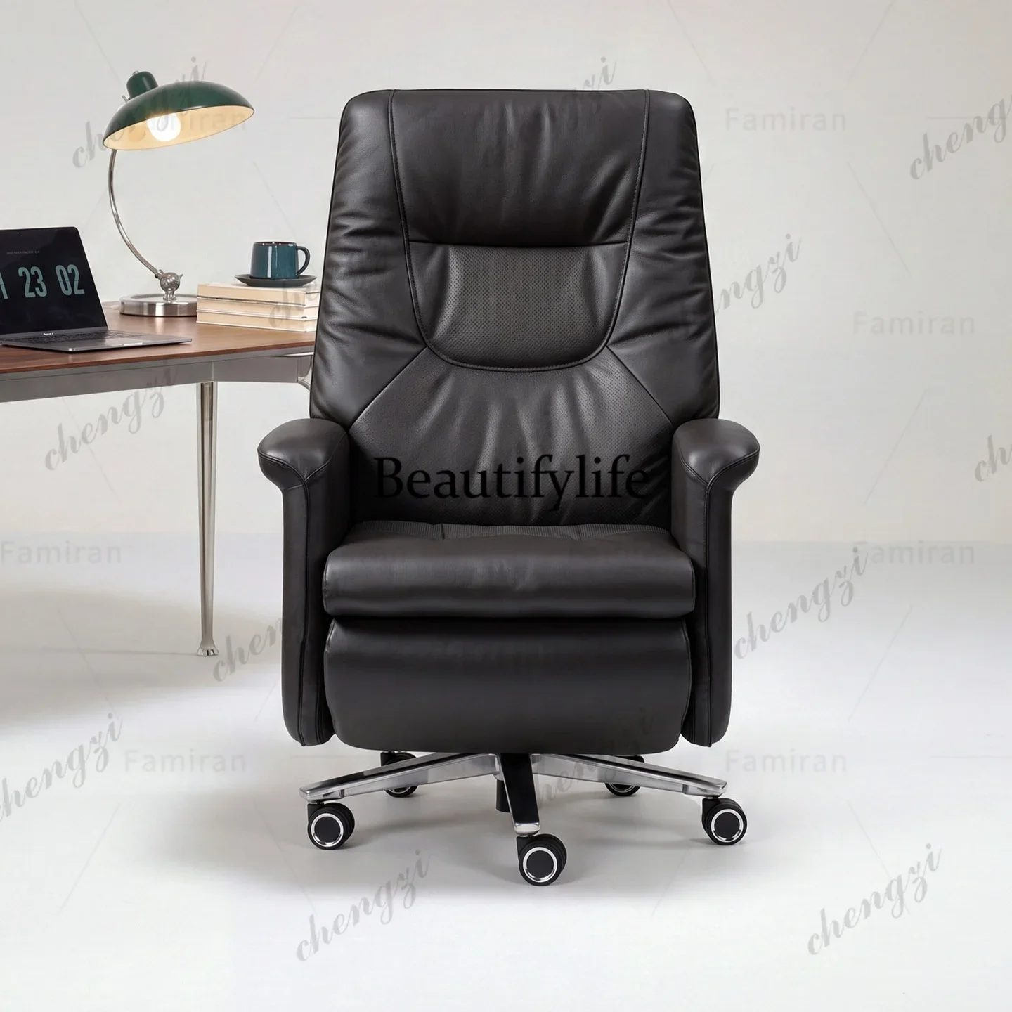 A4567 Light luxury first-layer cowhide boss chair reclining and rotating office chair ergonomic electric computer chair