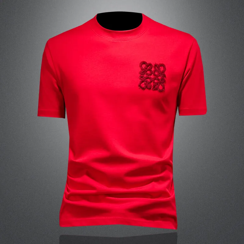 

Мужская футболка Red Year с коротким рукавом, модный бренд 2026 года, новинка, из смесового полиэстера и хлопка, летняя повседневная, с круглым вырезом