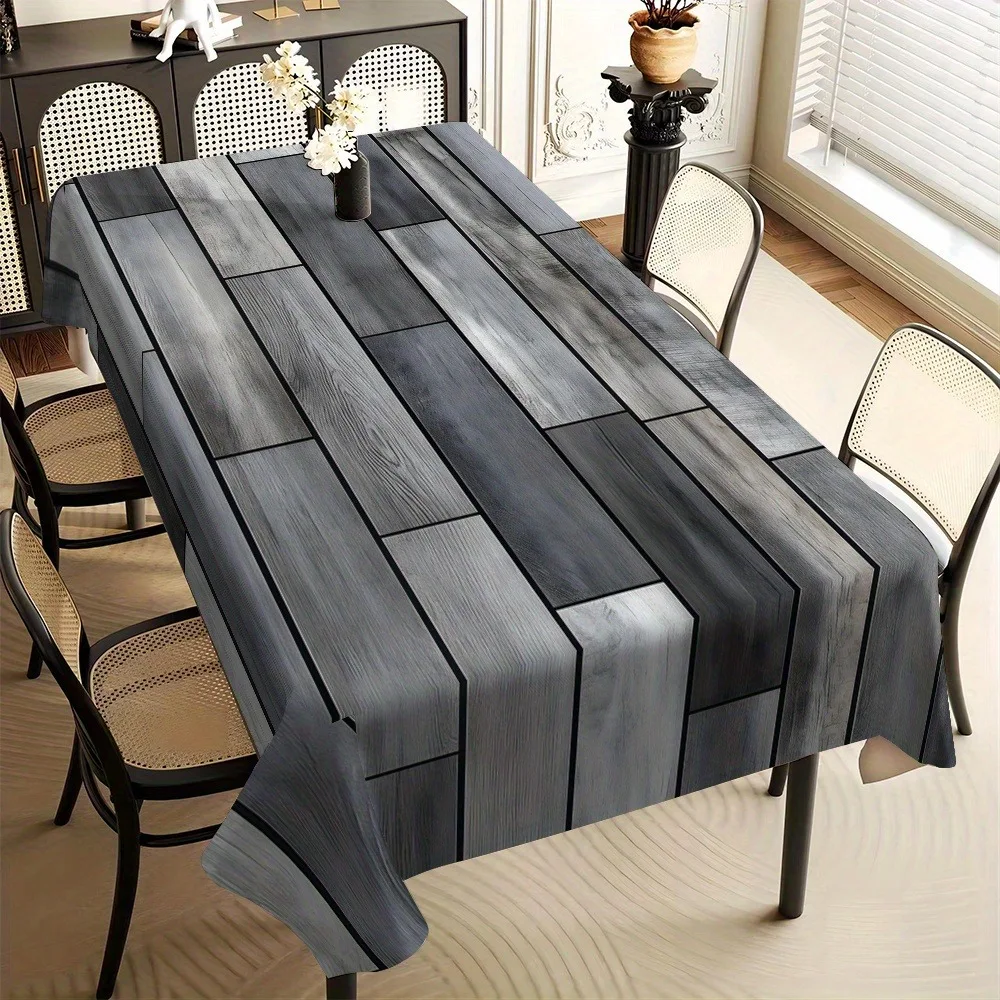 One piece of industrial-style imitation dark gray wood-grain tablecloth with wood board patchwork texturezyc