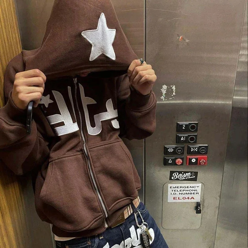 Harajuku Aesthetic Y2K Women Hoodies Letter Print Punk Loose Sweatshirt Hip Hop Long Sleeve Pocket Men Sweatpant Streetwear Tops