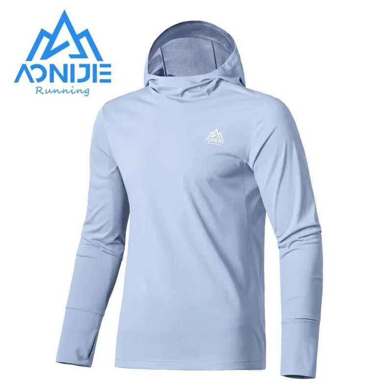 AONIJIE FM5171 Men Male Quick Drying Running Long Sleeves Hooded Long Shirt Breathable Sun Protection Tees For Daily Sports