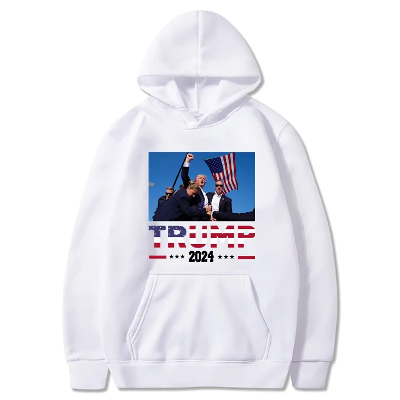 Men Women Clothing Hoodies Pullover Hip Hop Sweatshirts Trump 2024 Fight Print Hoodies Casual Top Tracksuit Sweatshirt Autumn