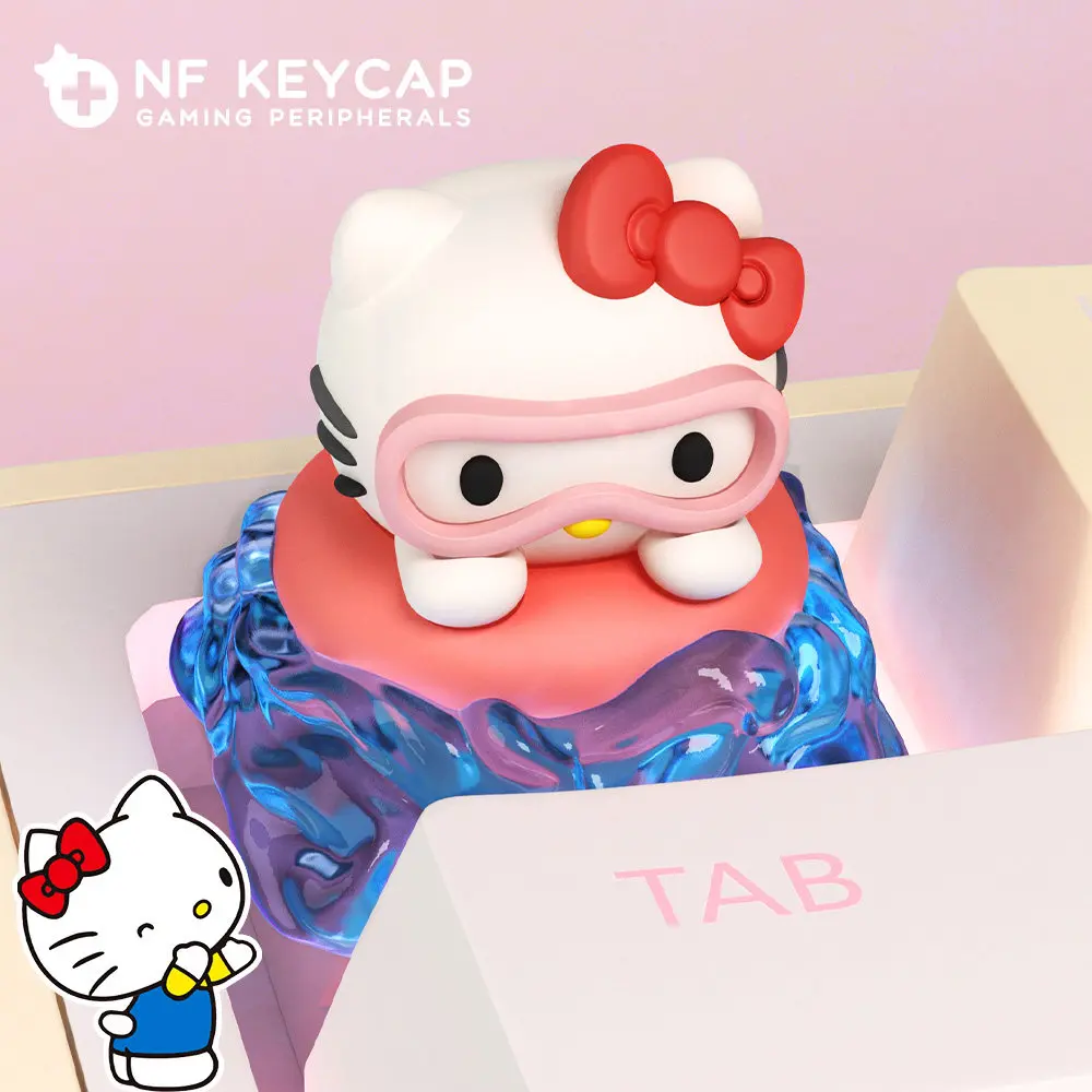 

Hellokitty keycaps peripheral swimming Hello Kitty mechanical keyboard keycaps cute personalized keycaps customization
