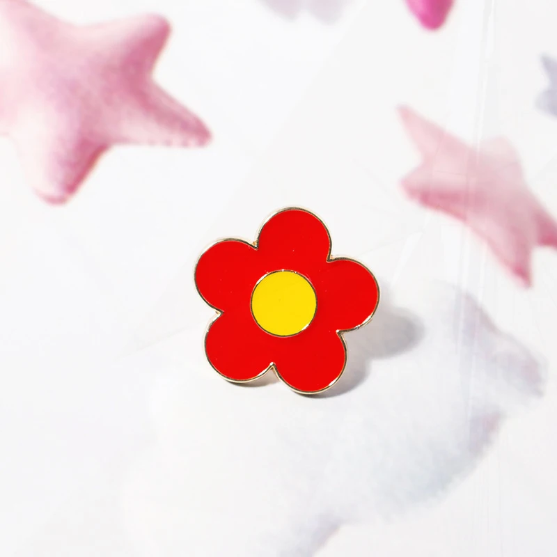 prize clothing decoration Cartoon sized red flower Pin children's cute badge