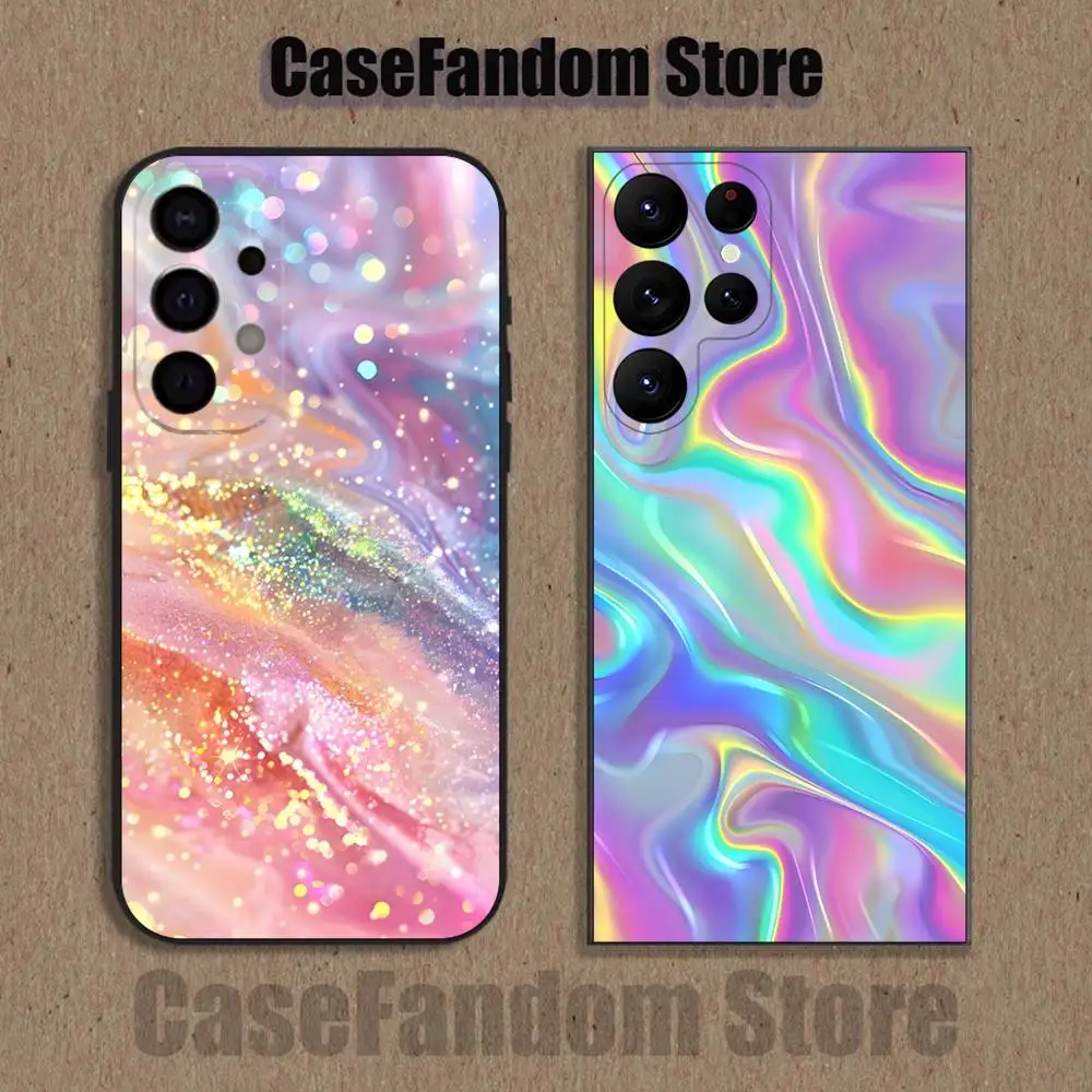 

Rainbow Holographic For Samsung Phone Case S26,S25,S24,S21,S22,S23,S30,Ultra,S20,Plus,Fe,Lite,5G Black Cover