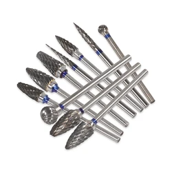 10pcs Dental Lab Polishing Bur Drills Tungsten Steel Carbide Burs HP 2.35MM Straight Low Speed