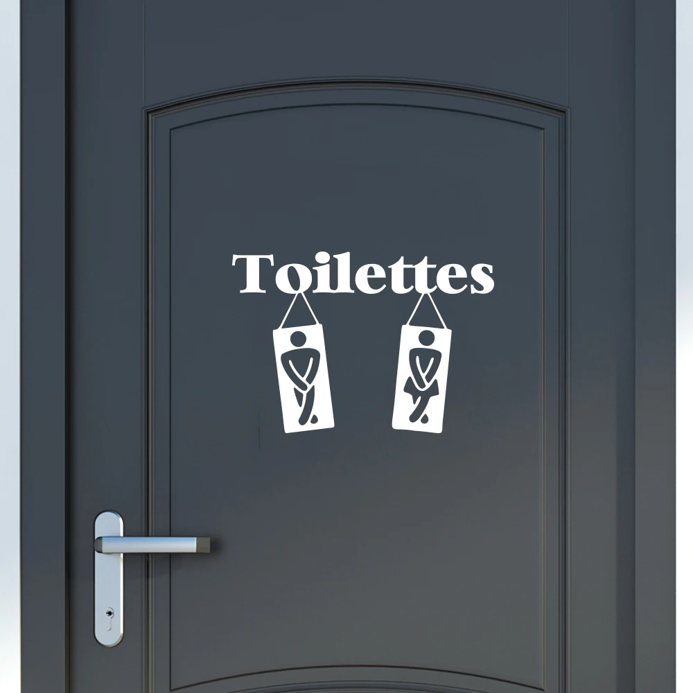 French Toilet Male Female Door Sticker Decal Toilettes Lavatory WC Loo Bathroom Vinyl Home Decor