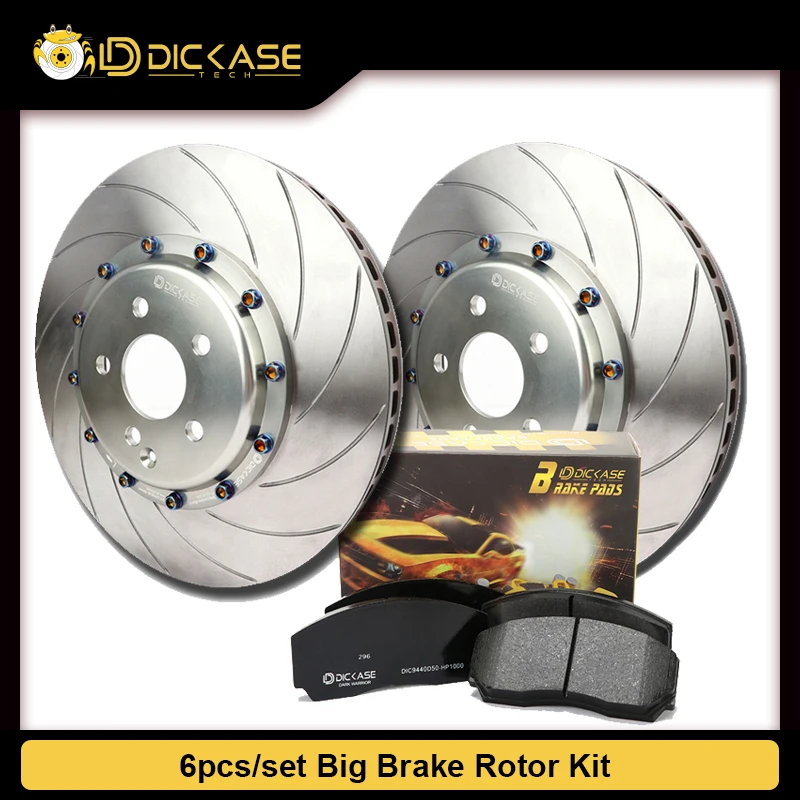 

DICASE 6pcs/set High Performance Big Brake Rotor Kit 330mm Drilled Slotted Brake Discs with Brake Pads for Audi