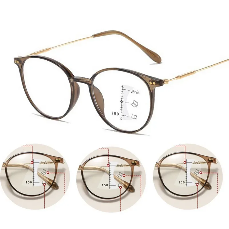 Bifokale Lesebrille Frauen Progressive Multifocus Ultraleicht Presbyopie Brille Männer Runde Anti Blau Licht Brillen 0 Bis + 400 – Detail 3