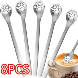 8/1PCS Creative Cute Cat Claw 304 Stainless Steel Spoon for Ice Cream Coffee Tea Dessert Spoon Kitchen Tableware Accessories