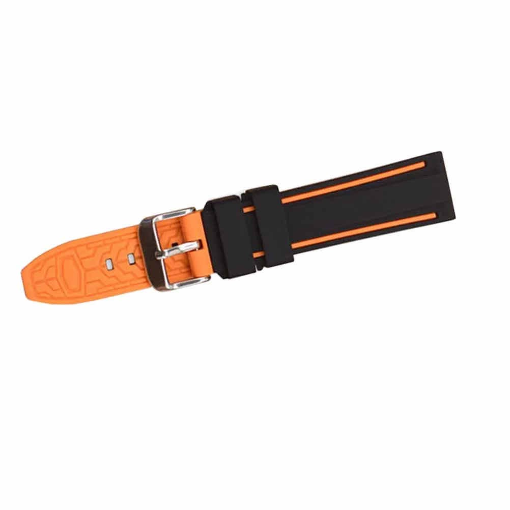 

20Mm Silicone Watchband for Men Smooth Skin-Friendly Replacement Strap Fashion Wristband Black Orange Silicone Watchband