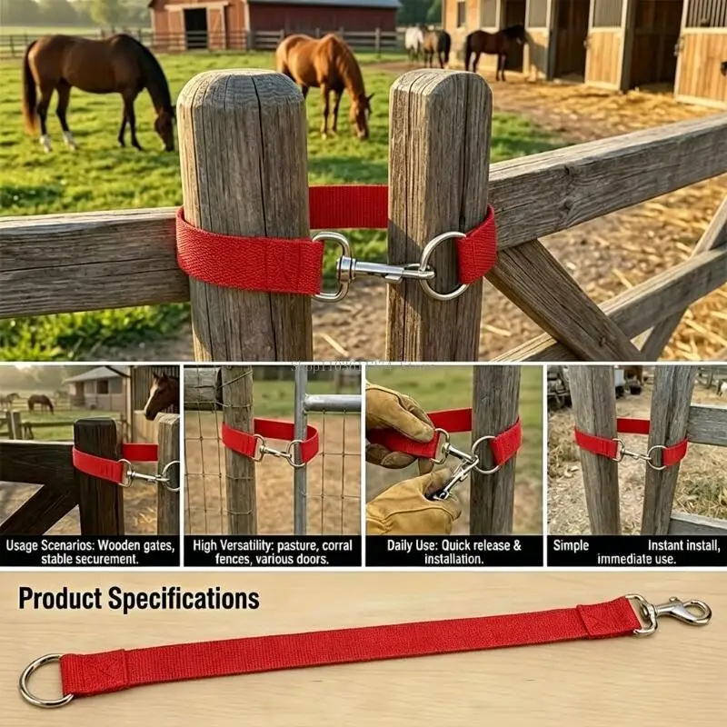 Horse Stall Gate Clip Strap 5 Pack, 50 Hook and Loop Set for Barn Gates