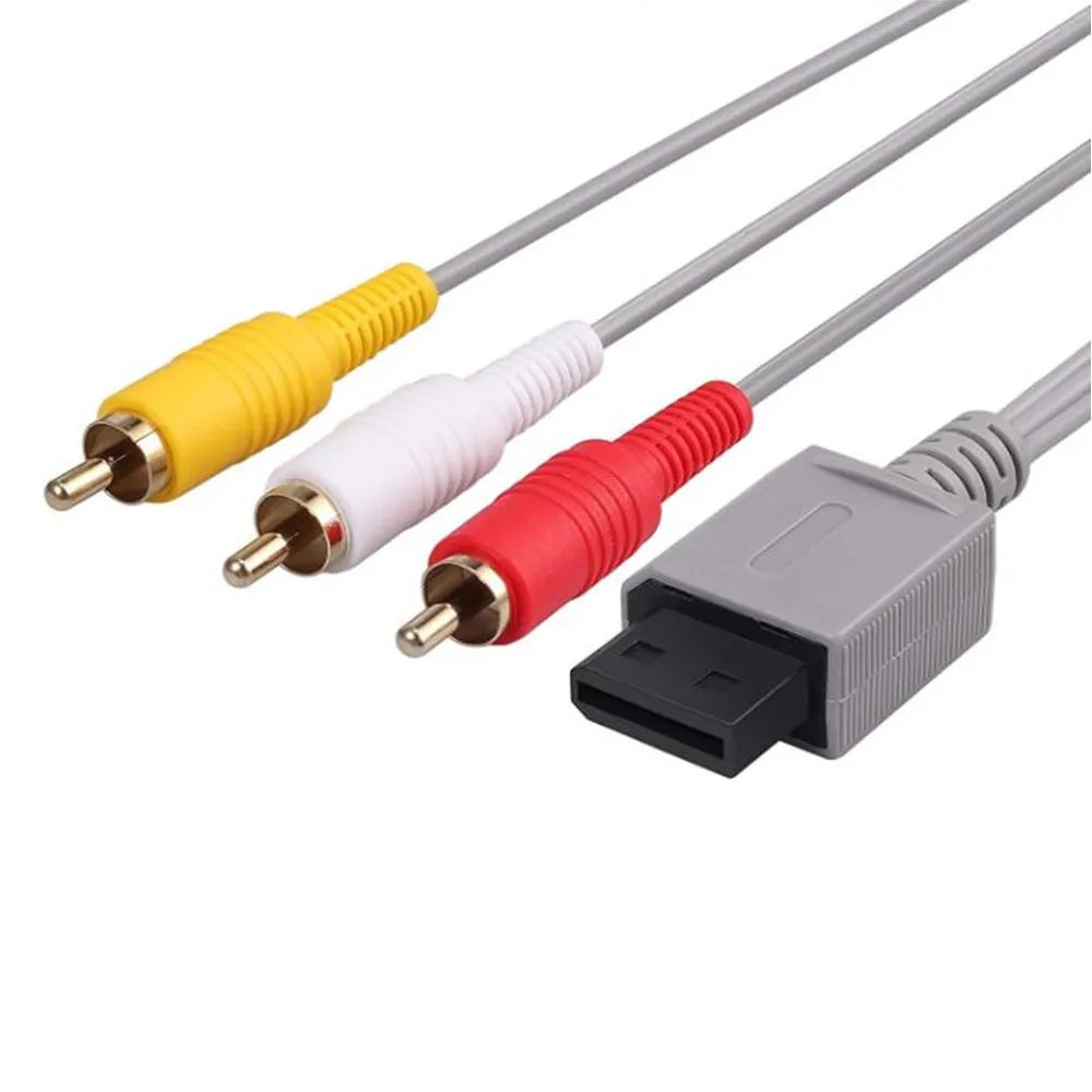 100Pcs/Lot 1.8m Audio Video AV Composite 3 RCA Cable for sharpest video for Nintendo Wii console