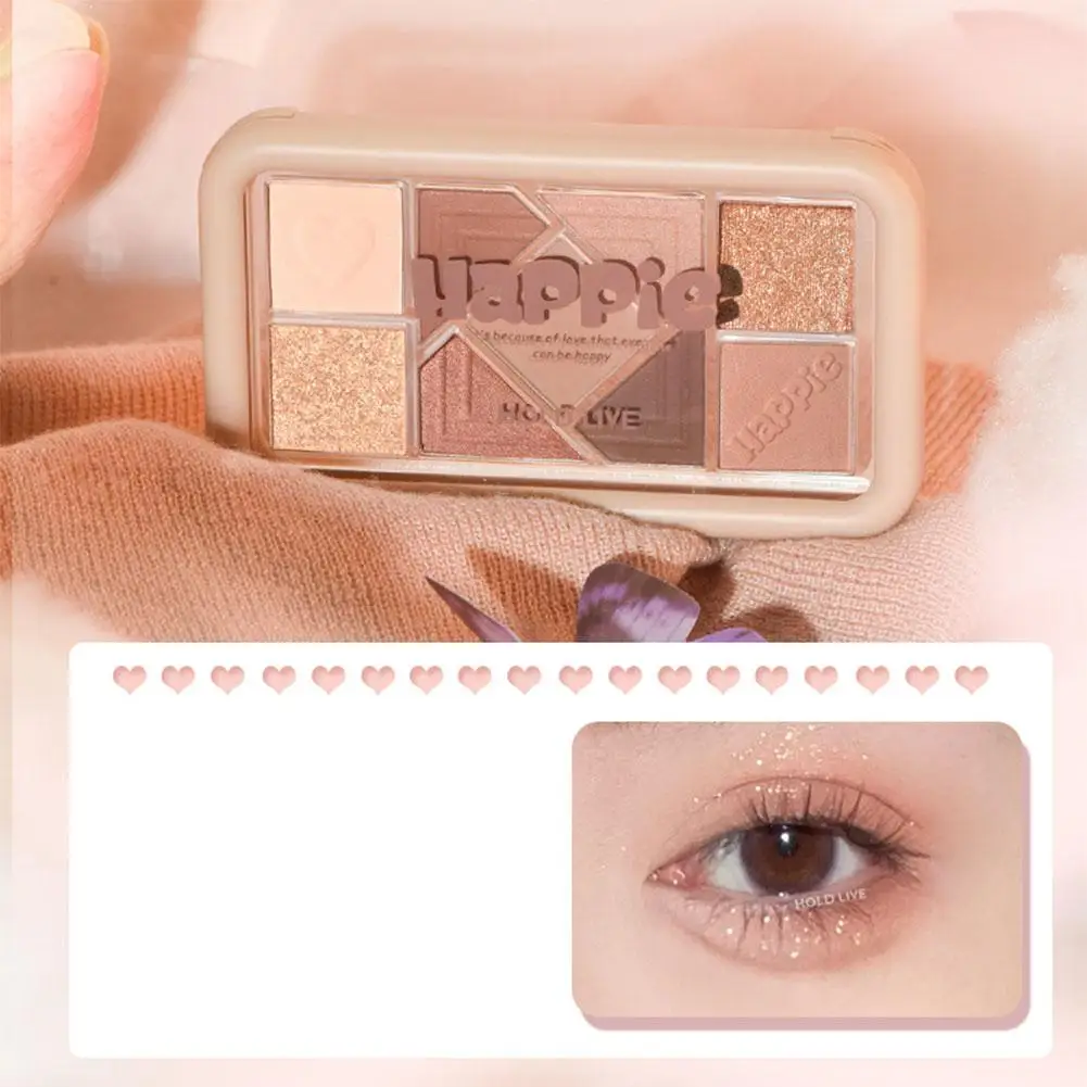 New Eyeshadow Palette 9 Sparkling Natural Makeup Color Color Glitter Shiny Rose Eyeshadow Pearly Matte Pink Boxes Shadow Ey A0j4