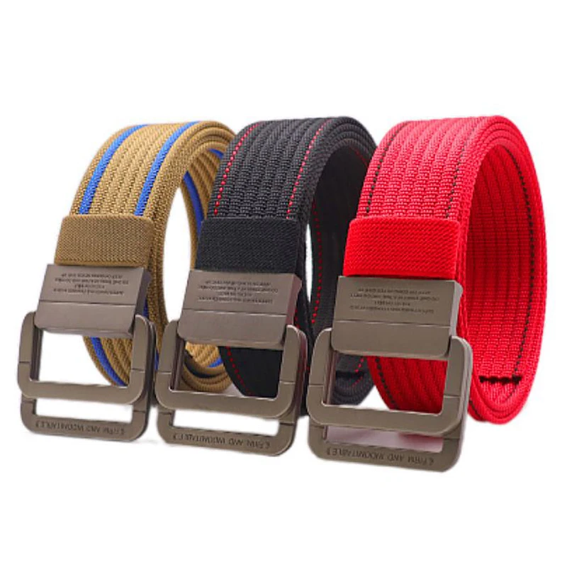 Ceinture décontractée en nylon à double anneau pour hommes et femmes, ceinture de taille masculine sauvage, ceinture de cow-boy, ceinture de odor, ceinture de jeans en métal, mode pour dames