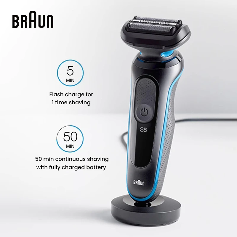 Braun 50-B4200cs Electric Razor for Men Rechargeable Series 6 Pro Wet Dry Shaver Bionic Foil With Beard Trimmer Charging Stand